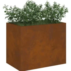 Clearance Urbana Trädgårdsplanterare i Väderbiten Stål | Storlek: 50x32x40 cm | Färg: Brun Krukor & Växtbehållare