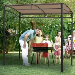 New Utegrillstak, 216x134x211 cm, Brun Valvbågar, Spaljéer, Bersåer & Pergolor