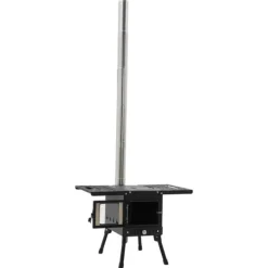 Utomhus kolspis, bärbar design, justerbar höjd,svart