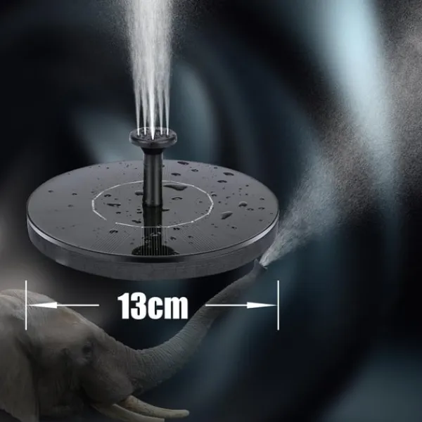 Vattenfontän solcellsdriven 13 cm Svart
