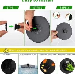 Vattenfontän solcellsdriven 18 cm med färgglad LED-belysning