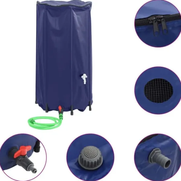 vidaXL Vattentank med kran vikbar 250 L PVC