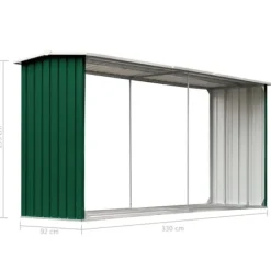 Discount Vedskjul i galvaniserat stål 330x92x153 cm grön - Förvaringsbod För Ved - Vedförvaringsbord - Home & Living Skjul, Garage & Carports