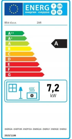 Vedspis - 7,2 kW till 10 kW - energimärkning A - upp till 100 m² Vedeldade Kaminer