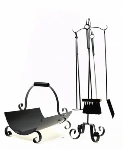 Vedställ 294 + tillbehör 766 svart – komplett eldstadsset