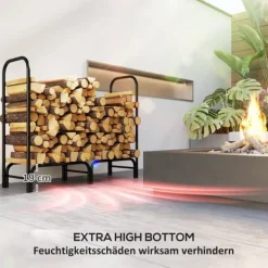 Vedställ 120×36×99 cm med bärväska & 600D vattenavvisande överdrag, svart