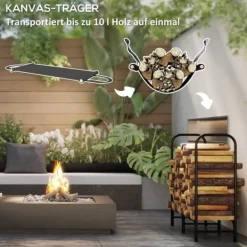 Vedställ 120×36×99 cm med bärväska & 600D vattenavvisande överdrag, svart