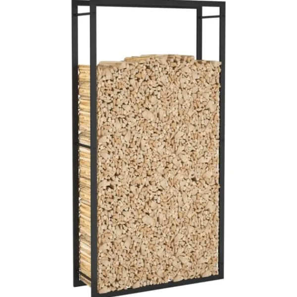 Vedställ & vedkorgar - Living Vedställ matt svart 80x28x154 cm stål