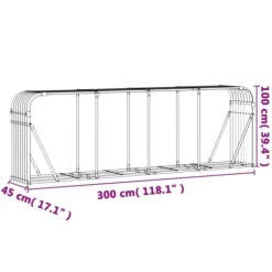 Sale Vedställ i galvaniserat stål - Robust vedförvaring | Storlek: 300x45x100 cm | Färg: Träutseende Tillbehör Till Vedeldade Kaminer & Öppna Spisar
