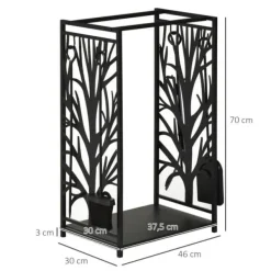 Sale Vedställ med kaminverktyg 46×30×70 cm, stål svart – mysig eldstad Tillbehör Till Vedeldade Kaminer & Öppna Spisar