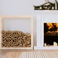 Discount Vedställ 100x25x100 cm massiv furu Tillbehör Till Vedeldade Kaminer & Öppna Spisar