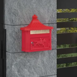 Outlet Väggmonterad Brevlåda Röd 40,5 x 16 x 45 cm Gjutet Aluminium Postlådor & Brevlådor