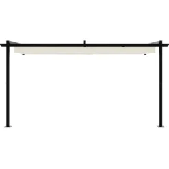 Väggmonterad Gazebo för Utomhusbruk - Utdragbart Solskydd | Färg: Kräm | Storlek: 3x4 m