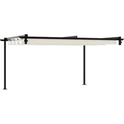Väggmonterad Gazebo för Utomhusbruk - Utdragbart Solskydd | Färg: Kräm | Storlek: 3x4 m