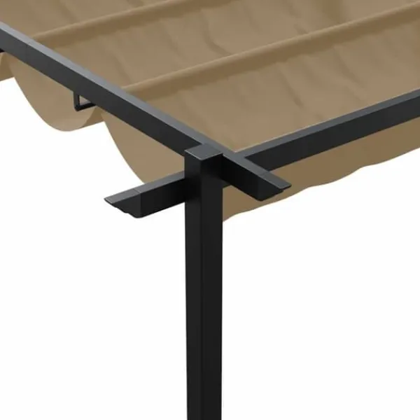 Väggmonterat utdragbart solskydd - Gazebo i Taupe | Storlek: 3 x 4 m | Material: Stål & Polyester