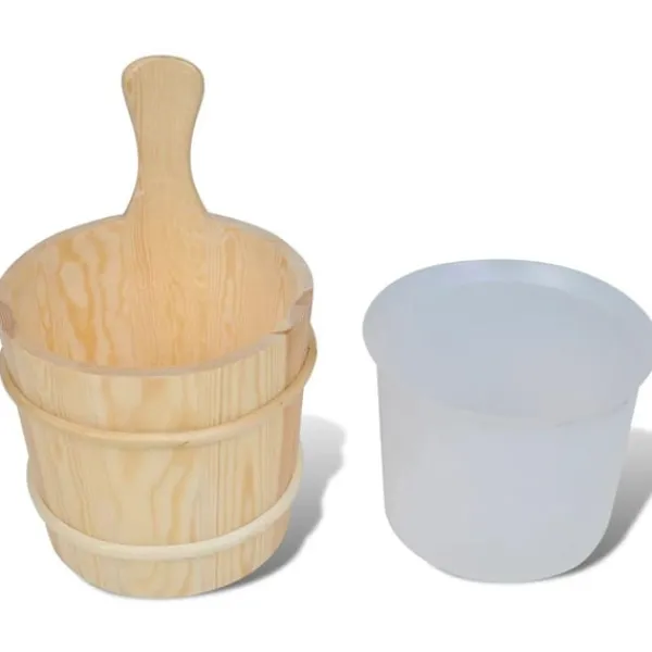 New Bastutillbehör 5 delar hink sked timglas termo/hygrometer Bastu