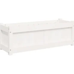 vidaXL Blomlådor 2 st, Höga Sängar, Blomlådor, Växtkrukor, Blomlådor Trädgård Patio Terrass, Vit Trä 837452