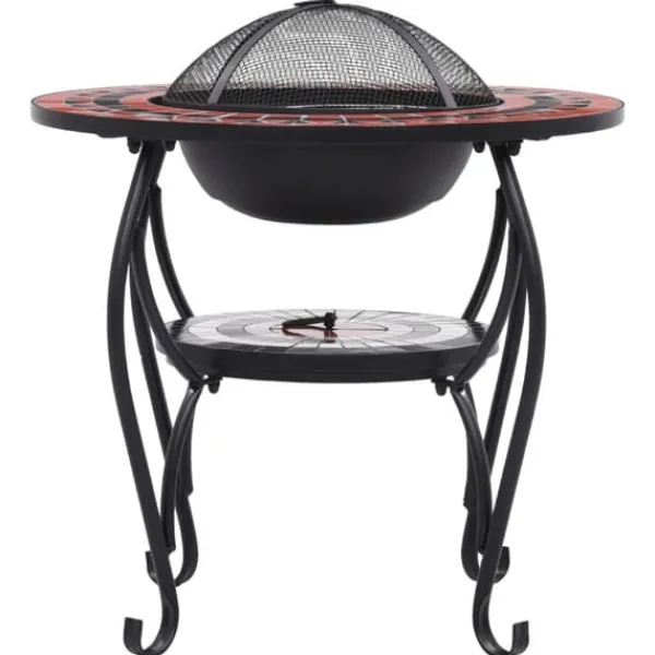vidaXL Eldfat med mosaikbord terrakotta och vit 68 cm keramik - Öppna spisar