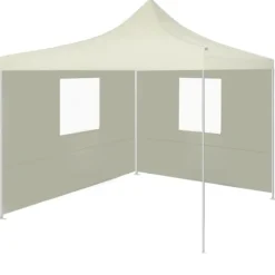 Outlet Hopfällbart tält med 2 väggar 3x3 m gräddvit - Partytält & paviljoner Tält & Lusthus