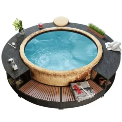 Discount Kant till spabad svart konstrotting Spa & Utomhusbad