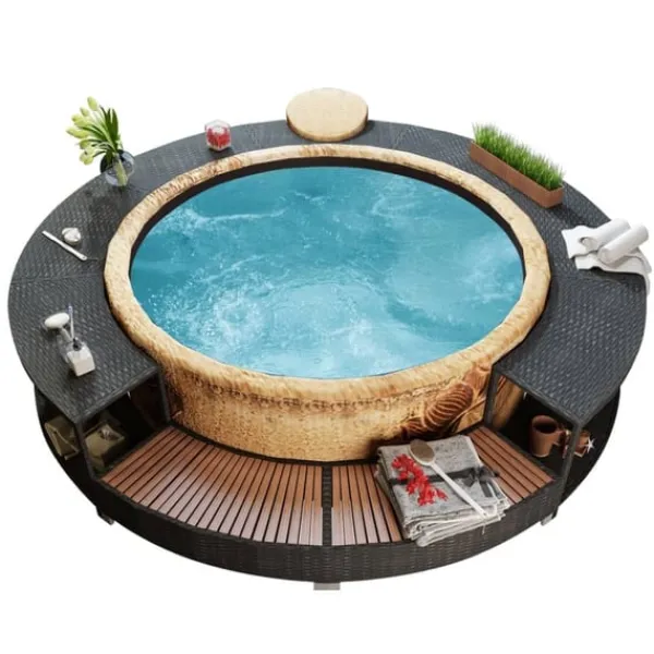 Discount Kant till spabad svart konstrotting Spa & Utomhusbad
