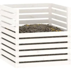 vidaXL Kompostlåda vit 80x80x78 cm massiv furu - Komposterare