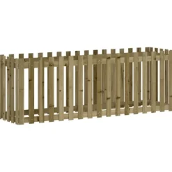 vidaXL Odlingslåda med staket-design 200x50x70 cm impregnerad furu - Krukor & odlingslådor