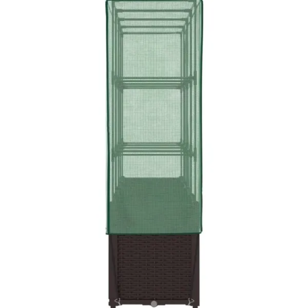 vidaXL Odlingslåda med växthusöverdrag rottinglook 160x40x153 cm