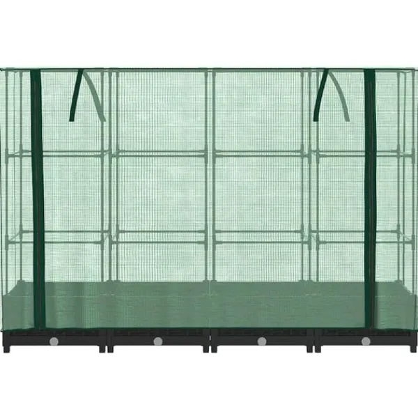 vidaXL Odlingslåda med växthusöverdrag rottinglook 160x40x123 cm