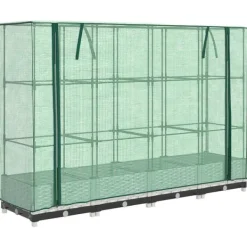 vidaXL Odlingslåda med växthusöverdrag rottinglook 160x40x123 cm