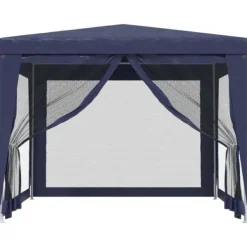 vidaXL Partytält med 4 sidoväggar i nät 3x3 m HDPE blå - Partytält & paviljoner