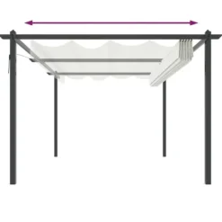 Best Paviljong med infällbart tak 4x3 m gräddvit - Partytält & paviljoner Valvbågar, Spaljéer, Bersåer & Pergolor
