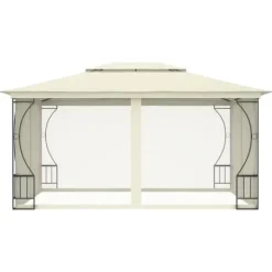 vidaXL Paviljong med nät 300x400x265 cm gräddvit - Partytält & paviljoner