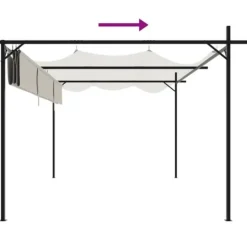 Discount Pergola med infällbart tak gräddvit 395x292x230 cm - Partytält & paviljoner Valvbågar, Spaljéer, Bersåer & Pergolor