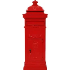 vidaXL Pillar Mailbox Vintage Rostskyddad Aluminium Röd