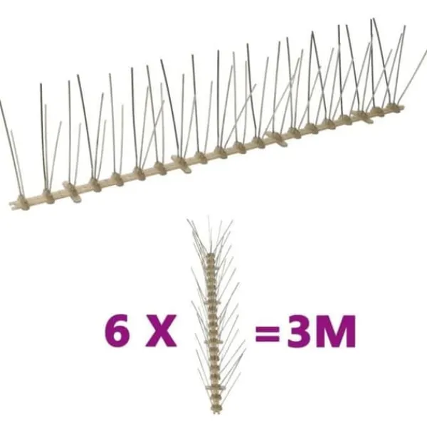 New vidaXL Set med 6 spetsar i 5 rader mot fåglar Plast 3 m Insektsmedel & Djuravvisande Medel