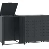 vidaXL Skjul för sopkärl för 3 platser antracit 207x79x117 cm stål