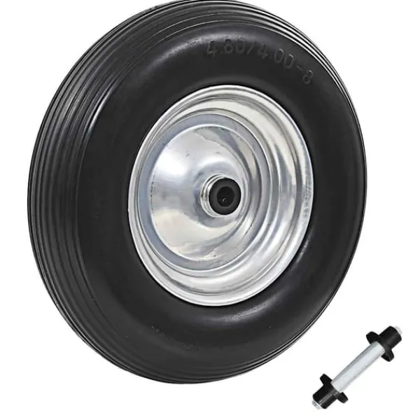 vidaXL Skottkärrehjul med axel massiv PU 4.00-8 390 mm
