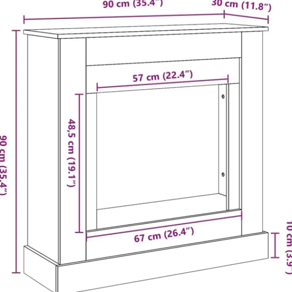 vidaXL Spiselkrans brun ek 90x30x90 cm konstruerat trä