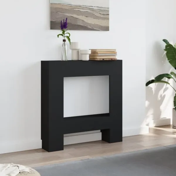 Online Spiselkrans svart 81x18x82 cm konstruerat trä Öppna Spisar
