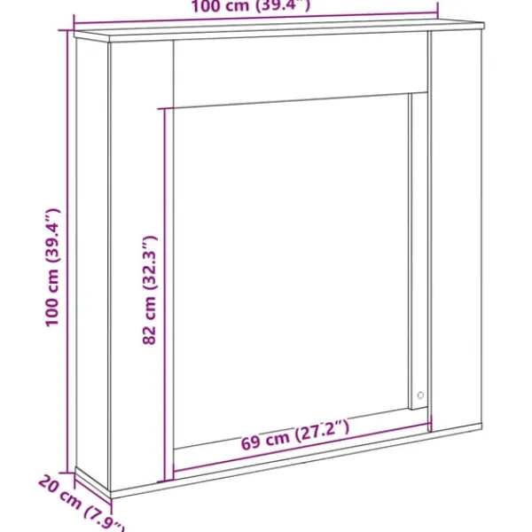 Clearance Spiselkrans svart 100x20x100 cm konstruerat trä Öppna Spisar