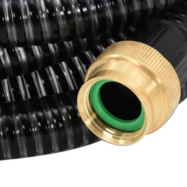 vidaXL Sugslang med kopplingar mässing svart 1,1" 25 m PVC - Vattenslangar