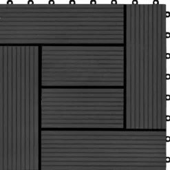 vidaXL Terrassbricka 11 st WPC 30x30 cm 1 m² Svart