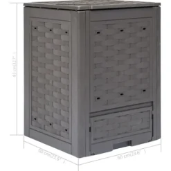 vidaXL Trädgårdskompost brun 60x60x83 cm 300 L plastrotting - Komposterare