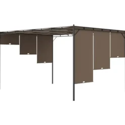 New Trädgårdspaviljong med draperier 4x3x2,25 m taupe - Partytält & paviljoner Valvbågar, Spaljéer, Bersåer & Pergolor