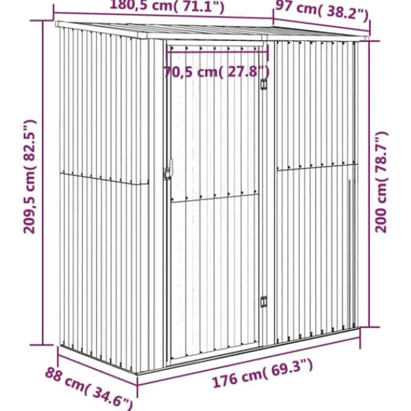 Clearance Trädgårdsskjul grön 180,5x97x209,5 cm galvaniserat stål - Förråd & Redskapsbodar Skjul, Garage & Carports