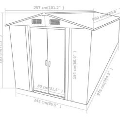 vidaXL Trädgårdsskjul grön 257x990x181 cm galvaniserat stål - Förråd & Redskapsbodar