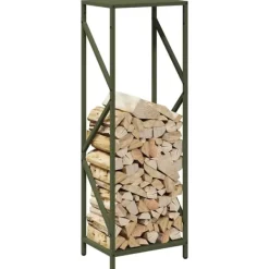 Clearance Vedställ olivgrön 34x25x100 cm kallvalsat stål Tillbehör Till Vedeldade Kaminer & Öppna Spisar