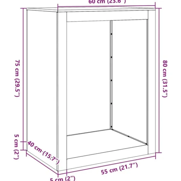 New Vedställ 60x40x80 cm väderbeständigt stål Tillbehör Till Vedeldade Kaminer & Öppna Spisar