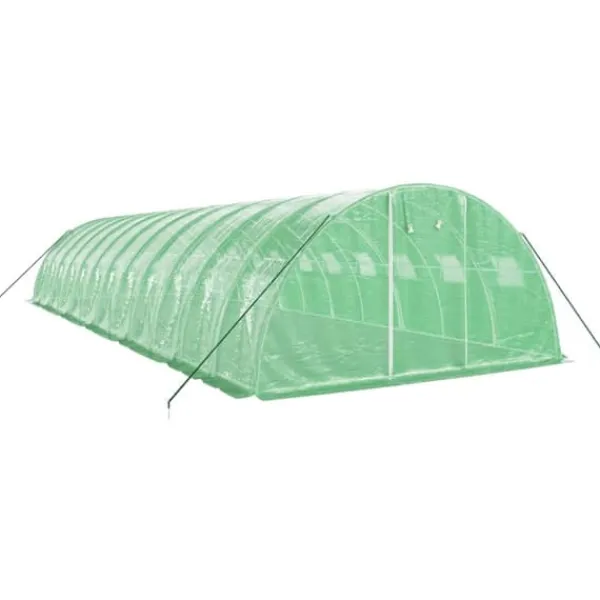 vidaXL Växthus med stålram grön 48 m² 12x4x2 m - Växthus